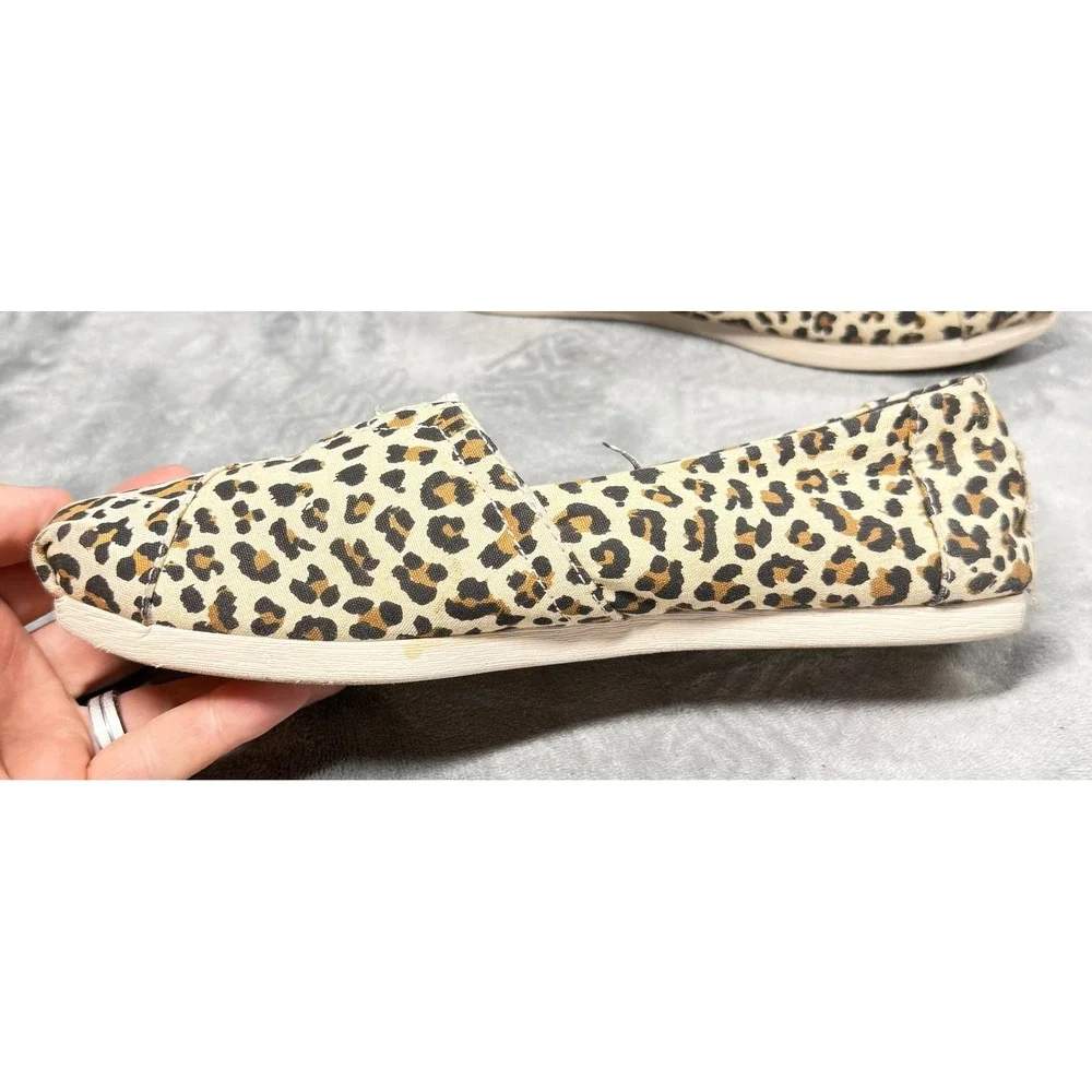 Toms Classic Alpargata Flats Womens 8 Leopard Print Canvas Slip On Shoes